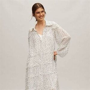 Anthropologie White and Black Dot Tiered Sheer Maxi Dress - NWT Size 2X